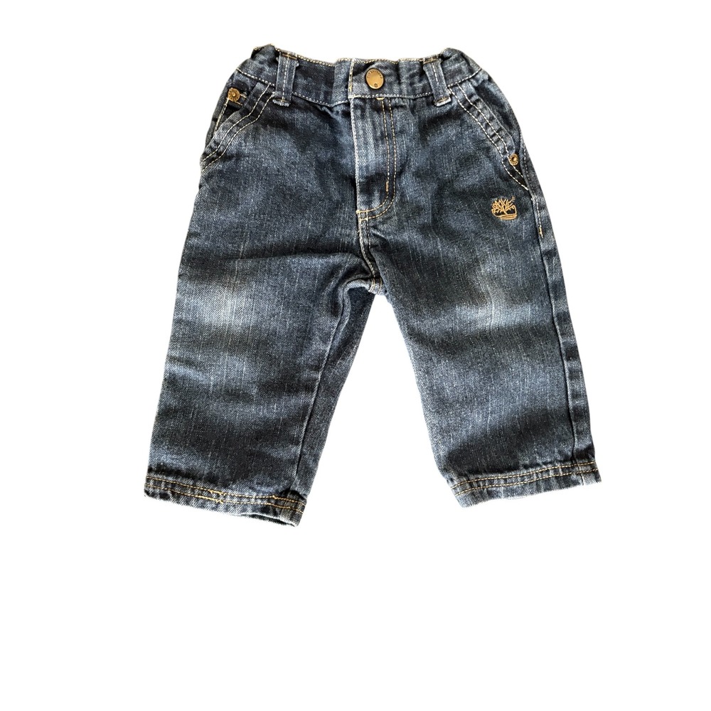 Timberland Kids Dark Wash Denim Jeans Elastic Waist Utility Pocket Size 12M